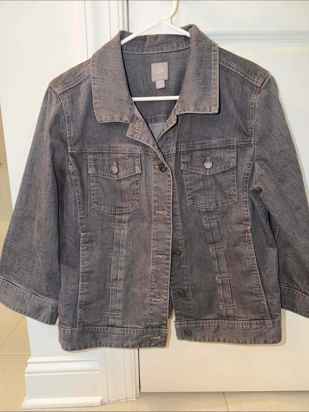 J. Jill Womens Charcoal Gray Denim Jacket